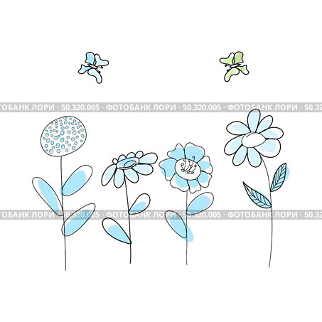 Doodle sketch flower with color fill. Simple design suitable for making greeting cards. Vector illustration. Стоковая иллюстрация, агентство Ingram Publishing / Фотобанк Лори