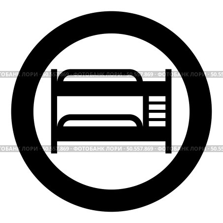 Double tier bunk bed icon in circle round black color vector illustration image solid outline style simple. Double tier bunk bed icon in circle round black color vector illustration image solid outline style. Стоковая иллюстрация, агентство Ingram Publishing / Фотобанк Лори