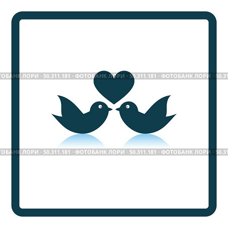 Dove With Heart Icon. Square Shadow Reflection Design. Vector Illustration. Стоковая иллюстрация, агентство Ingram Publishing / Фотобанк Лори