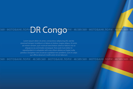 DR Congo national flag isolated on background with copyspace. Стоковая иллюстрация, иллюстратор Максим Гребешков / Фотобанк Лори