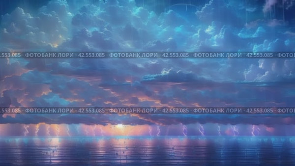 Dramatic Storm Clouds Over Boats in the Ocean During a Fiery Sunset. Стоковое AI-видео, аниматор Юрий Поздников / Фотобанк Лори