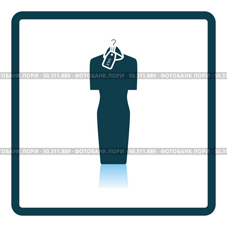 Dress On Hanger With Sale Tag Icon. Square Shadow Reflection Design. Vector Illustration. Стоковая иллюстрация, агентство Ingram Publishing / Фотобанк Лори