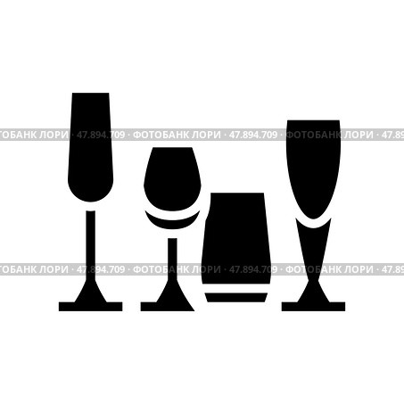 drinkware set glyph icon vector illustration. Стоковая иллюстрация, иллюстратор Vectorwin / Фотобанк Лори