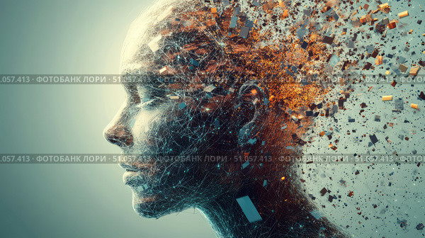 dropout disintegrating machine learning model ai generated. Стоковое AI-изображение, AI-художник Vectorwin / Фотобанк Лори