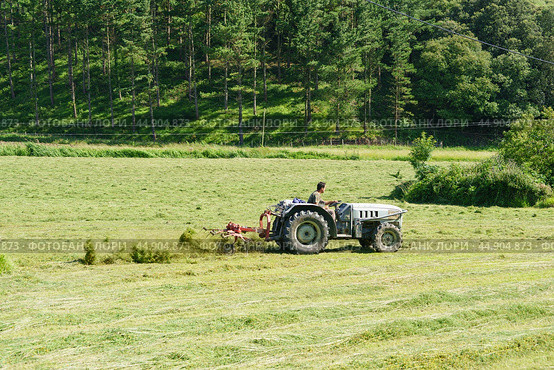 Drying grass with a tractor (2019 год). Редакционное фото, фотограф YuryKara / Фотобанк Лори