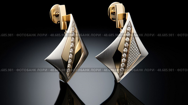 earrings gold and silver jewelry ai generated. Стоковое AI-изображение, AI-художник Vectorwin / Фотобанк Лори