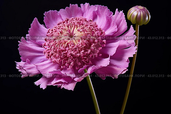Efflorescent Purple scabious flower. Generate ai. Стоковое AI-изображение, AI-художник Иван Рябоконь / Фотобанк Лори