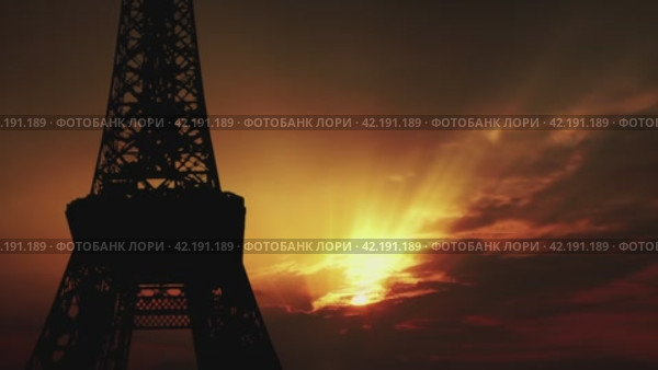 Eiffel Tower in Paris, France (against the background of the sunset, 4K, time lapse) (2024 год). Стоковое видео, видеограф Владимир Журавлев / Фотобанк Лори
