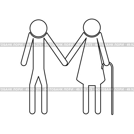 Elder people stick black icon . Стоковая иллюстрация, агентство Ingram Publishing / Фотобанк Лори