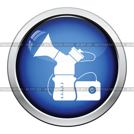 Electric breast pump icon. Glossy button design. Vector illustration. Стоковая иллюстрация, агентство Ingram Publishing / Фотобанк Лори