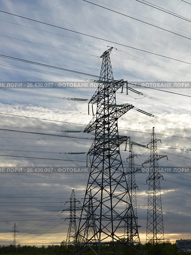 Electric power lines. Стоковое фото, фотограф Владислав Иванцов / Фотобанк Лори