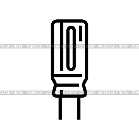 electrolytic capacitor electronic component line icon vector illustration. Стоковая иллюстрация, иллюстратор Vectorwin / Фотобанк Лори
