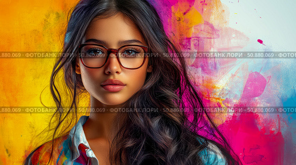 Elegant Portrait with Watercolor Flair: Capturing Beauty and Artistic Expression. Стоковое AI-изображение, AI-художник Данила Большаков / Фотобанк Лори