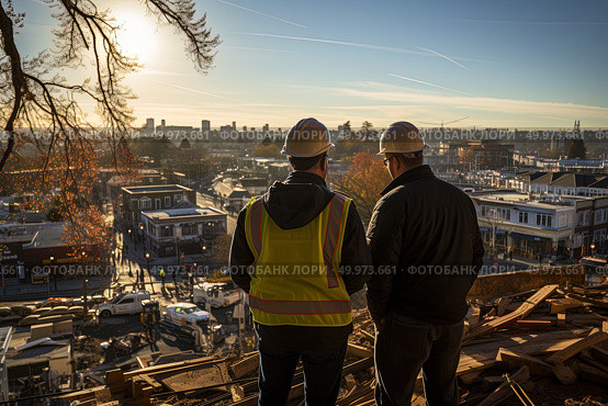 Elevated Coexistence: Conquerors of the Construction. Стоковое AI-изображение, AI-художник Данила Большаков / Фотобанк Лори