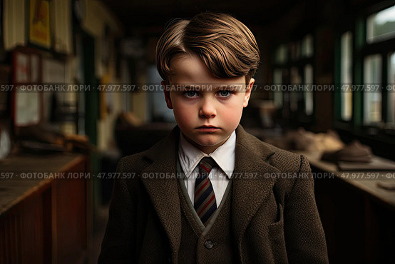 Eloquent Elegance: A Dapper Young Gentleman in a Tailored Suit and Stylish Tie. Стоковое AI-изображение, AI-художник Данила Большаков / Фотобанк Лори