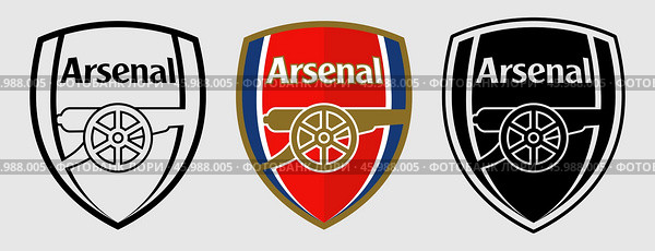 Эмблема футбольного клуба Арсенал. Гравировка. The Emblem of Arsenal Football Club. Engraving print. Редакционная иллюстрация, иллюстратор Гербы Флаги / Фотобанк Лори