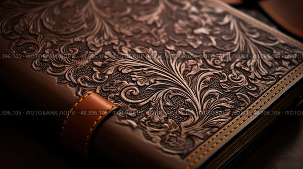 embossing leather book cover ai generated. Стоковое AI-изображение, AI-художник Vectorwin / Фотобанк Лори