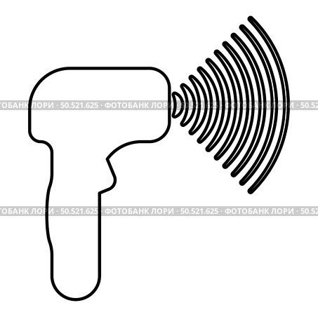 Emitter of waves electron gun manual thermometer forehead infrared device for measuring temperature non-contact contactless digital contour outline line icon black color vector illustration image thin flat style simple. Emitter of waves electron gun manual thermometer forehead infrared device for measuring temperature non-contact contactless digital contour outline line icon black color vector illustration image thin flat style. Стоковая иллюстрация, агентство Ingram Publishing / Фотобанк Лори