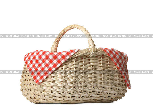Empty wicker basket on white background. Стоковое фото, фотограф Pixel_shot / Фотобанк Лори