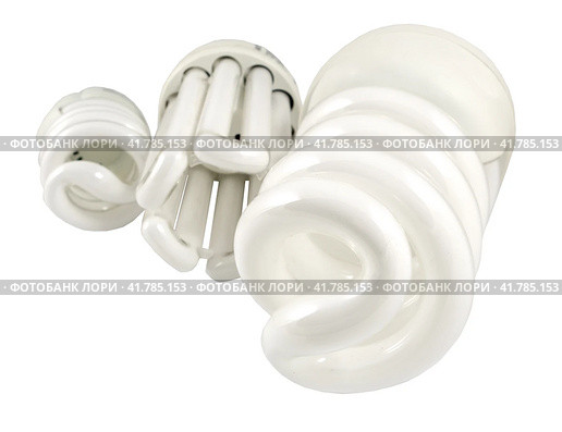 Энергосберегающие лампы E27 на белом фоне. Economy lamps isolated on white background. Стоковое фото, фотограф Татьяна Д / Фотобанк Лори