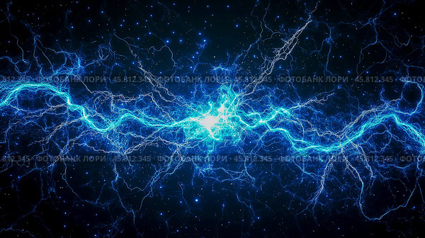 Energy shock wave: a blue shockwave that spreads from the center point, illuminating the entire black background. Стоковое AI-изображение, AI-художник Ирина Ручушкина / Фотобанк Лори