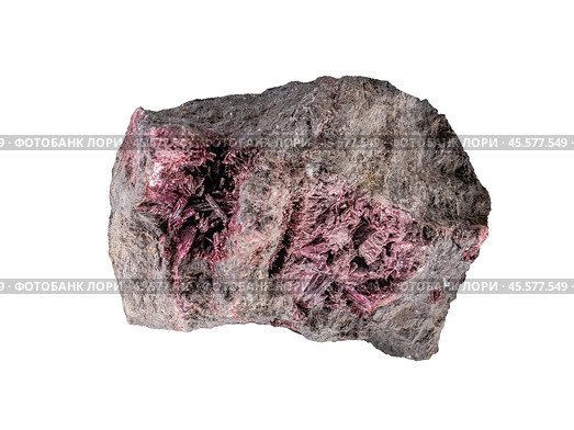 Erythrite, also known as red cobalt, is a secondary hydrated cobalt arsenate mineral. Стоковое фото, фотограф Константин Григорьев / Фотобанк Лори