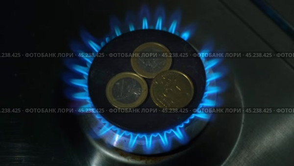 Euro Coins with a Blue Gas Blaze on a Kitchen Stove. Gas Crisis. Increasing Consumption. Cost of Electricity and Expensive Energy Concept. Price Hike of Utility Bill. Annually Inflation. Home Budget. Стоковое видео, видеограф Марина Демидюк / Фотобанк Лори