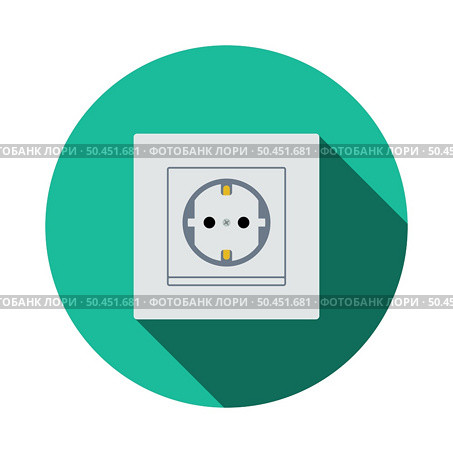 Europe Electrical Socket Icon. Flat Circle Stencil Design With Long Shadow. Vector Illustration. Стоковая иллюстрация, агентство Ingram Publishing / Фотобанк Лори
