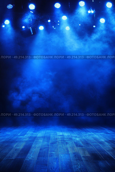 Experience Blue Stage Lighting that Creates a Dramatic Atmosphere Perfect for Performances and Events. Стоковое AI-изображение, AI-художник Anastasy Yarmolovich / Фотобанк Лори