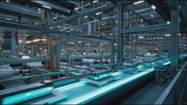 Exploring a modern automated warehouse with advanced conveyor systems and innovative technology. Стоковое AI-видео, аниматор Сергей Толмачёв / Фотобанк Лори