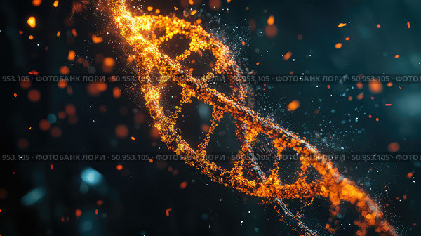 explosion exploding DNA strand ai generated. Стоковое AI-изображение, AI-художник Vectorwin / Фотобанк Лори
