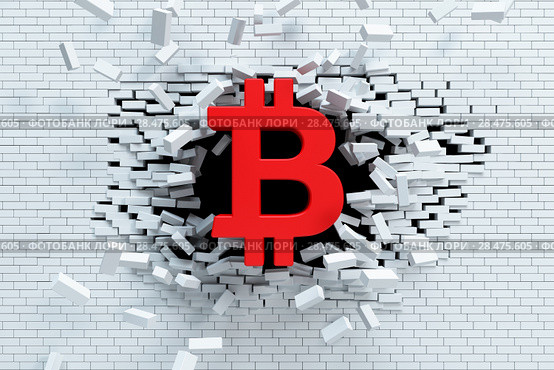 explosive growth of bitcoin, 3d concept. Стоковая иллюстрация, иллюстратор Дмитрий Кутлаев / Фотобанк Лори