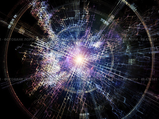 Explosive Technology. Bright math-generated abstract radial elements to illustrate concept of rapid expansion on the subject of science, education and technology. Стоковое фото, агентство Ingram Publishing / Фотобанк Лори