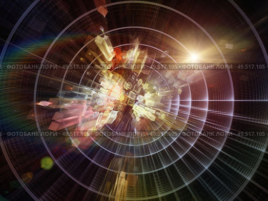 Exponential Expansion. Bright math-generated abstract radial elements to illustrate concept of rapid expansion on the subject of science, education and technology. Стоковое фото, агентство Ingram Publishing / Фотобанк Лори