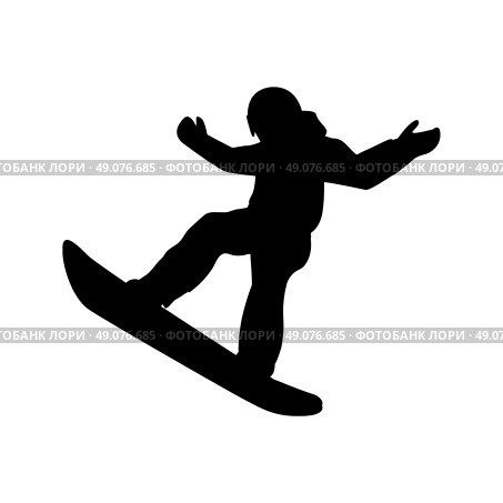 Extreme sport snowboard design. Snow and snowboard jump, snowboard isolated, surfing and winter, cold and mountain, speed board, season snowboarding, snowboarder illustration. Black on white. Стоковая иллюстрация, агентство Ingram Publishing / Фотобанк Лори