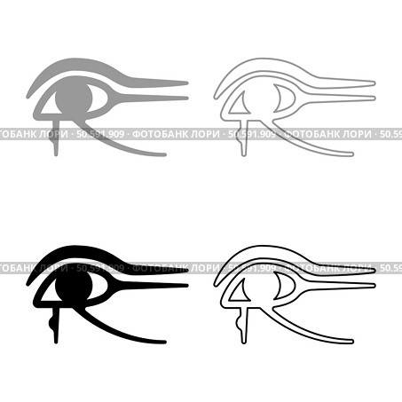 Eye god Horus Egyptian symbol mystical protective amulet of Pharaohs paganism Uadzhat sign Uadzhet set icon grey black color vector illustration image simple solid fill outline contour line thin flat style. Eye god Horus Egyptian symbol mystical protective amulet of Pharaohs paganism Uadzhat sign Uadzhet set icon grey black color vector illustration image solid fill outline contour line thin flat style. Стоковая иллюстрация, агентство Ingram Publishing / Фотобанк Лори