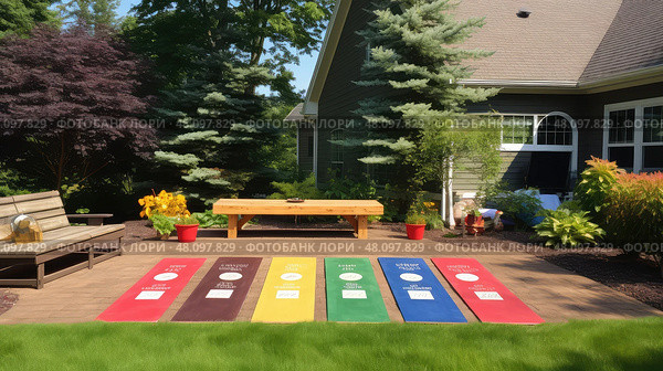 family bean bag toss ai generated. Стоковое AI-изображение, AI-художник Vectorwin / Фотобанк Лори