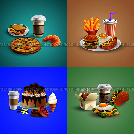 Fast Food Cartoon Concept. Стоковая иллюстрация, агентство Ingram Publishing / Фотобанк Лори
