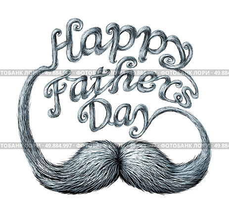 Fathers day symbol and concept as a thank you to the best dad message of love for being a great parent as a human white mustache with long whiskers shaped as written text. Стоковое фото, агентство Ingram Publishing / Фотобанк Лори