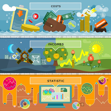 Finance statistic costs and incomes. Money and business, profit and investment, growth cash, banking currency, pay and market, bookkeeping report, accounting and credit illustration. Стоковая иллюстрация, агентство Ingram Publishing / Фотобанк Лори