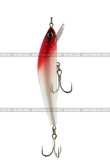 Fishing bait, wobbler, baubles with hooks isolated on a white background. Стоковое фото, фотограф ~✿Eлена Челышева(Кочина)✿~ / Фотобанк Лори
