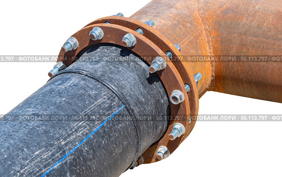 Фланец и труба на белом фоне. Flanges,pipe connection with flange. Стоковое фото, фотограф Татьяна Д / Фотобанк Лори