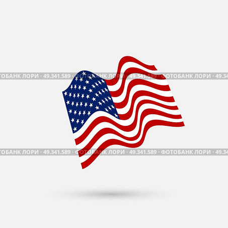 Flat and waving American Flag. Vector illustration. Стоковая иллюстрация, агентство Ingram Publishing / Фотобанк Лори