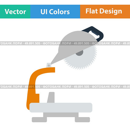Flat design icon of circular end saw in ui colors. Vector illustration.. Flat design icon of circular end saw. Стоковая иллюстрация, агентство Ingram Publishing / Фотобанк Лори