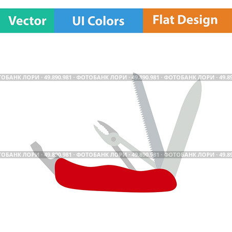 Flat design icon of folding penknife in ui colors. Vector illustration. Стоковая иллюстрация, агентство Ingram Publishing / Фотобанк Лори
