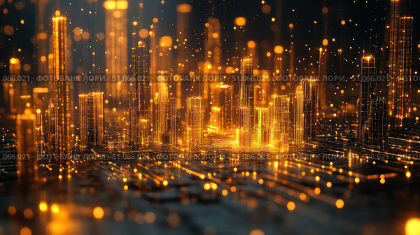 flicker disintegrating city lights ai generated. Стоковое AI-изображение, AI-художник Vectorwin / Фотобанк Лори