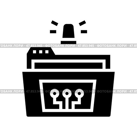 folder with debug report glyph icon vector illustration. Стоковая иллюстрация, иллюстратор Vectorwin / Фотобанк Лори