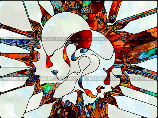 Fractured Imagination. Unity of Stained Glass series. Backdrop of pattern of color and texture fragments for use in projects on unity of fragmentstion, art, poetry and design. Стоковое фото, агентство Ingram Publishing / Фотобанк Лори