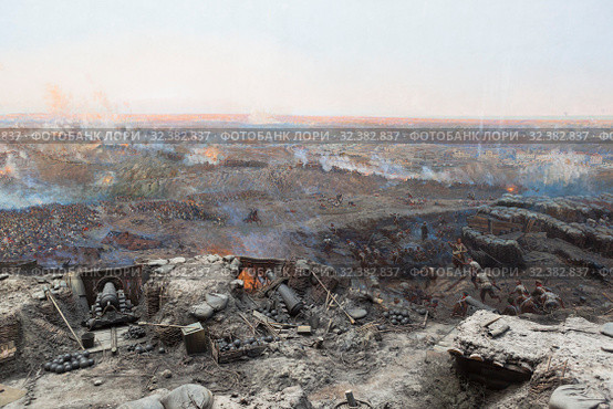 Фрагмент полотна "Панорама обороны Севастополя 1854-1855 годов", Крым (2019 год). Редакционное фото, фотограф Николай Мухорин / Фотобанк Лори