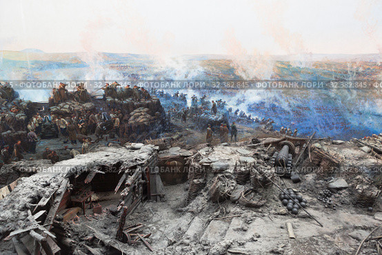 Фрагмент полотна панорамы "Оборона Севастополя 1854-1855 годов", Крым (2019 год). Редакционное фото, фотограф Николай Мухорин / Фотобанк Лори